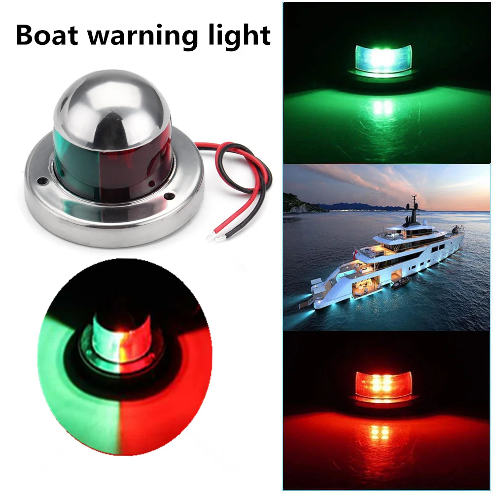 

LED Bow Navigation Light 12V Stainless Steel Red Green Sailing Signal Light Universal for Marine Boat Yacht Warning Light