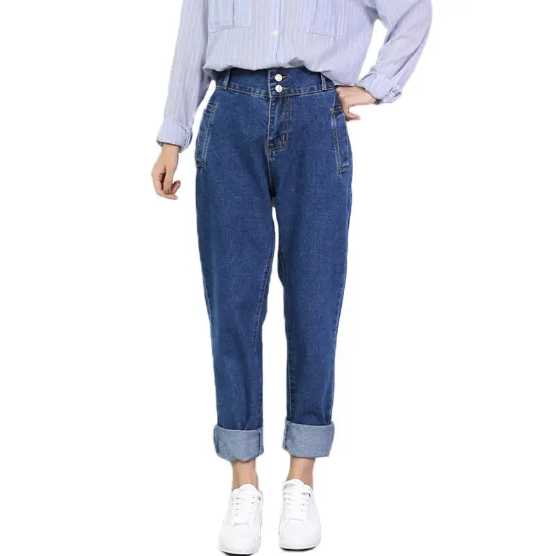 Плюс Размеры 4XL 5XL 2018 Мода Boyfriend Джинсы для женщин для Для женщин Винтаж Высокая Талия Джинсы для женщин женские синего джинсового цвета