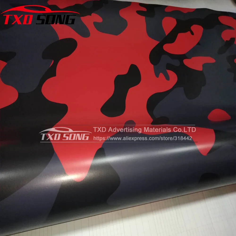 Black Red Camo Vinyl Wrap