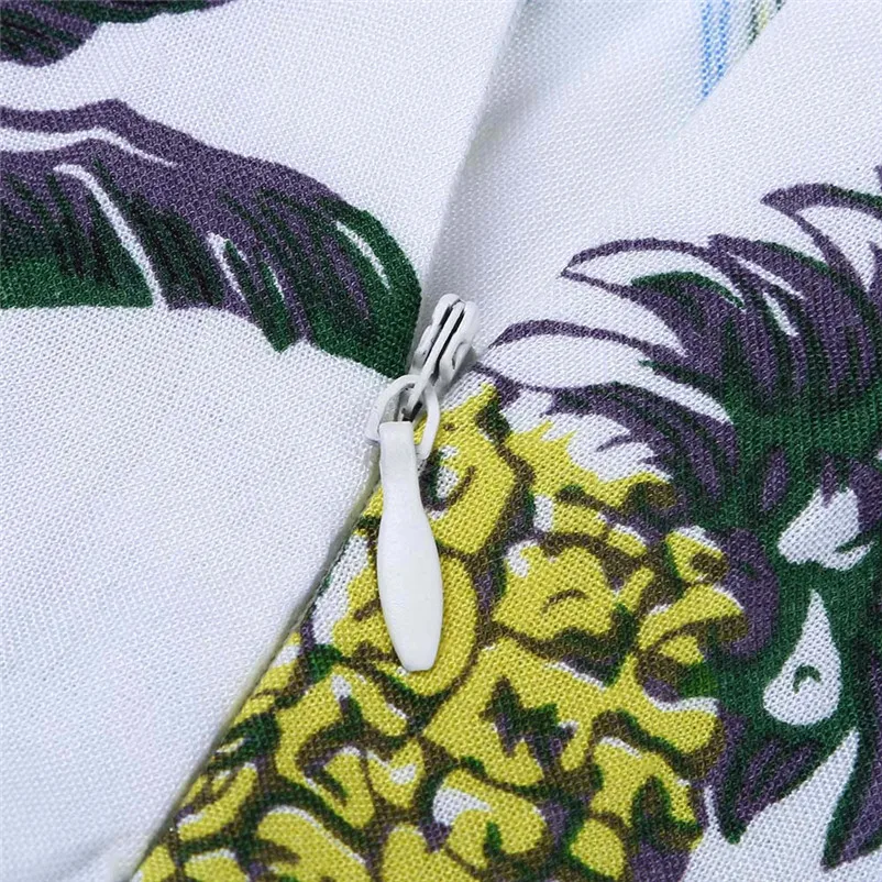 Fashion summer dress 2018 Beach dress Women Ladies Pineapple Printing Sleeveless Mini Dress casual dress vestido robe J12#N (11)