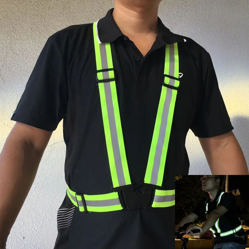 Adjustable size Bike Cycling Vest Reflective elastic belts Sleeveless Night Running Security Riding Outdoor Protection wear Adjustable size Bike Cycling Vest Reflective elastic belts Sleeveless Night Running Security Riding Outdoor Protection wear