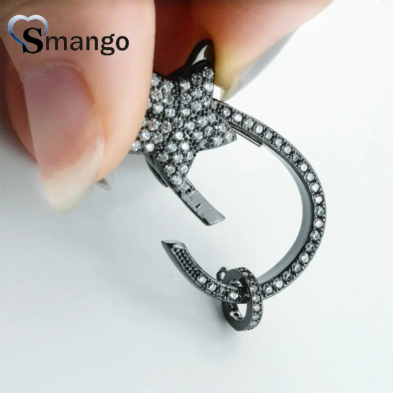 

5 Pieces The Shape of Star Button CZ Connectors, Black Plating Color