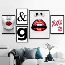 Fashion Women Lip Xoxo Wall Art Canvas Painting Nordic Posters And Prints Wall Pictures For Living Room Girl Bedroom Home Decor