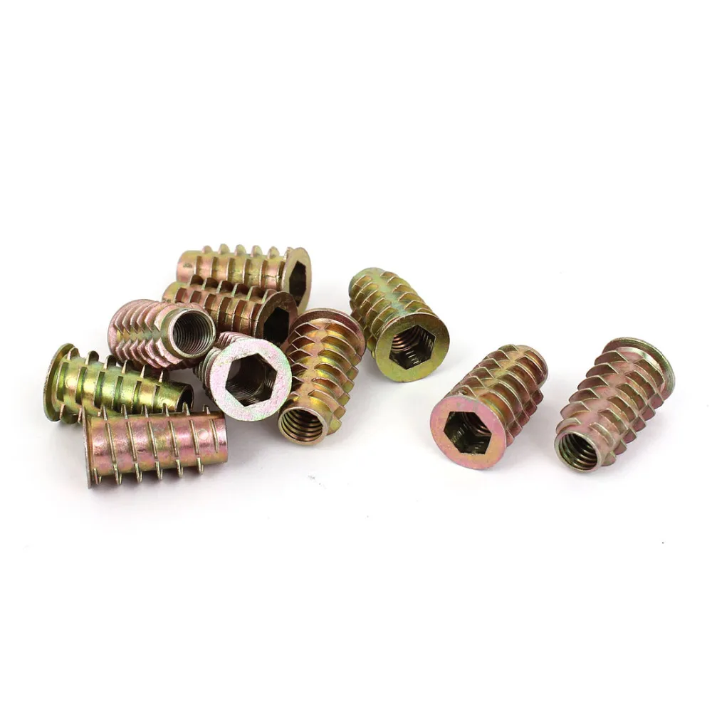 

UXCELL 10 Pcs Zinc Plated Hex Socket Screw in Thread Insert Nut for Wood