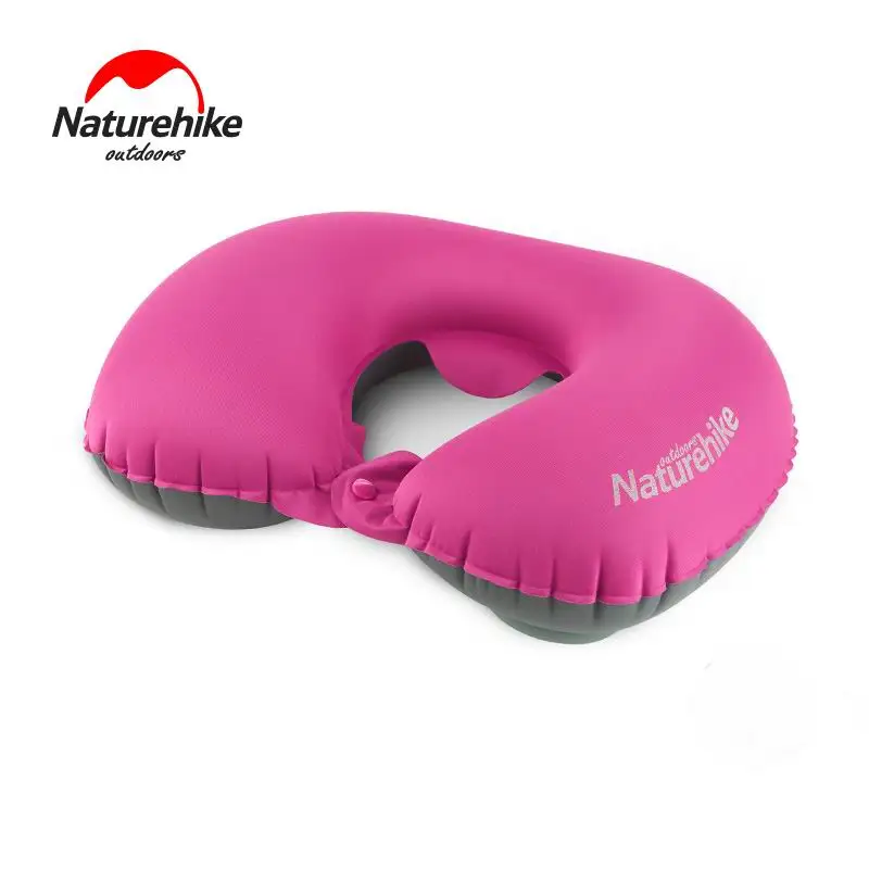 Naturehike u-образная термополиуретановая нажимная надувная подушка для путешествий на открытом воздухе, подушка для шеи, портативная надувная подушка для самолета, кемпинга - Цвет: pink