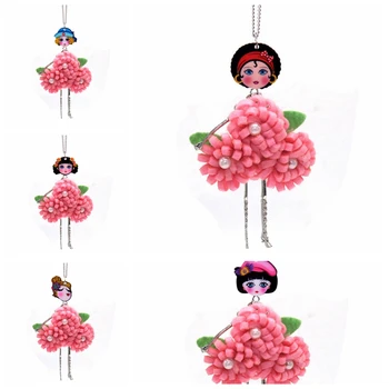 

Creative Handmade 3 Flower Dress Girl Fairy Doll Necklace Sweater Fabric Crafts Women Jewelry Children Gift Wholesale