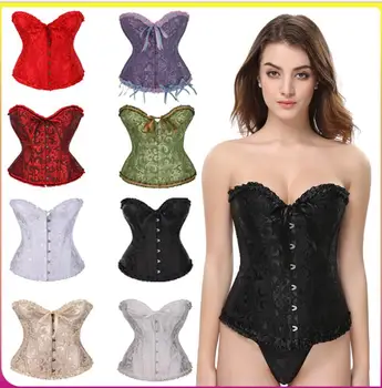 

Satin Bone Lace Up Steampunk Corset Sexy Bustier Women Corselet Corset Bustier Corset Overbust Slim Corset Straples plus size 6x