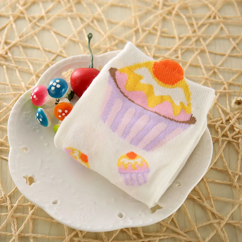 Весна Осень Милая чашка торт Узорчатая креативная детская обувь для девочек Anke мягкие хлопковые носки милые детские носки для девочек