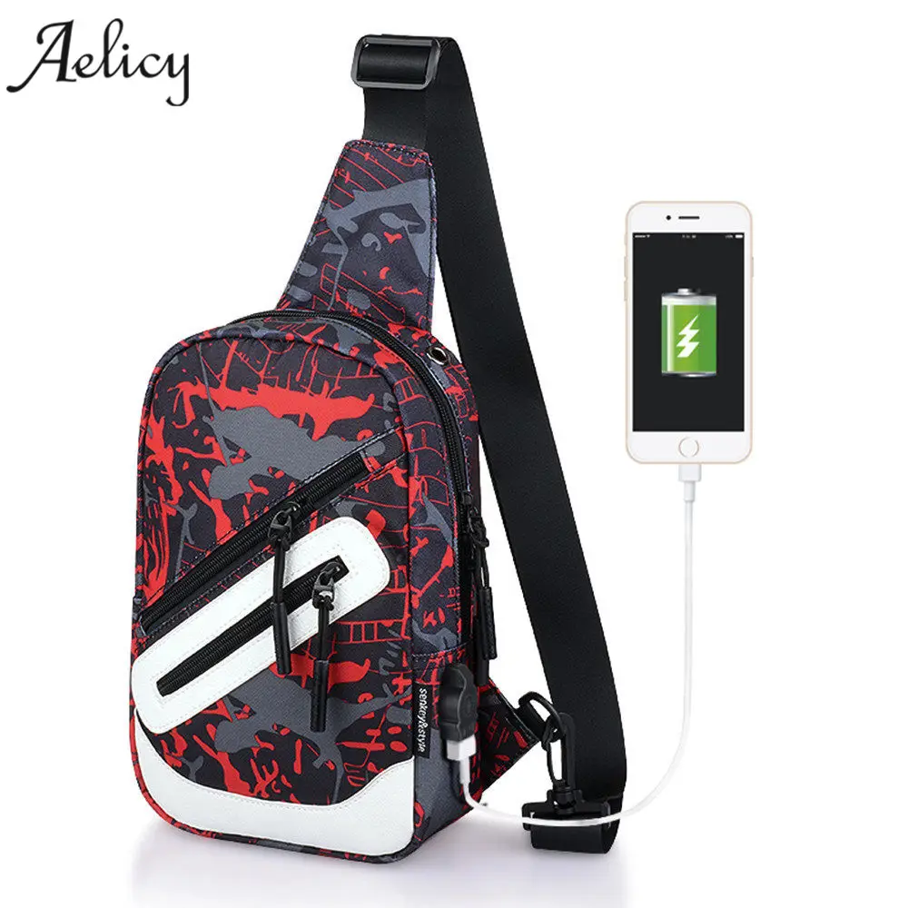 Aelicy جديد الصيف USB تصميم أكسفورد حقيبة صدر للرجال الرجال و الإناث حقيبة رافعة واحدة الكتف حزام الظهر حقيبة كبيرة قدرة Crossbody حقيبة