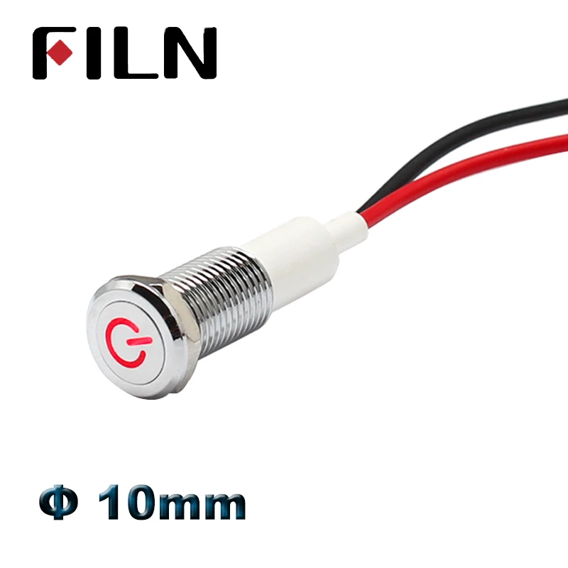 10mm car 12v led indicator light dashboard panel warning symbol red green blue white amber pilot lamp waterproof wire leading