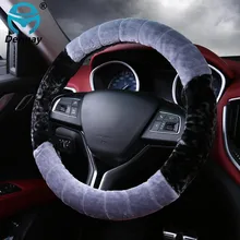 DERMAY 38 см Автомобильный руль чехлы для автомобиля зимний теплый мягкий короткий плюшевый Стайлинг универсальные аксессуары для интерьера автомобиля-Стайлинг