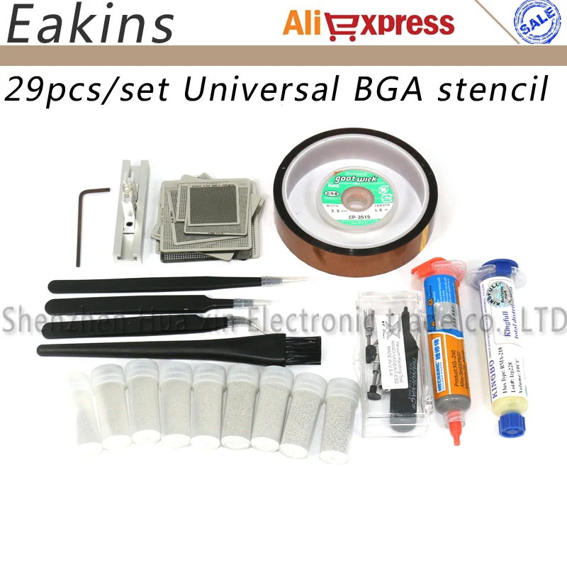 29pcs/set Nvidia Chip Direct Heating BGA Stencil Reball Kit Bga Reballing Solder Paste+BGA Soldering Wick | Инструменты