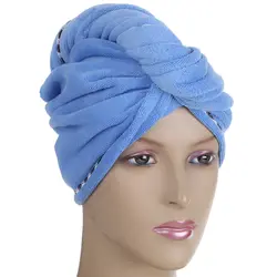 С кнопкой 2 шт. микрофибра быстрая сушка волос сушильное полотенце s водопоглощающая шапочка для волос банный душ макияж косметический