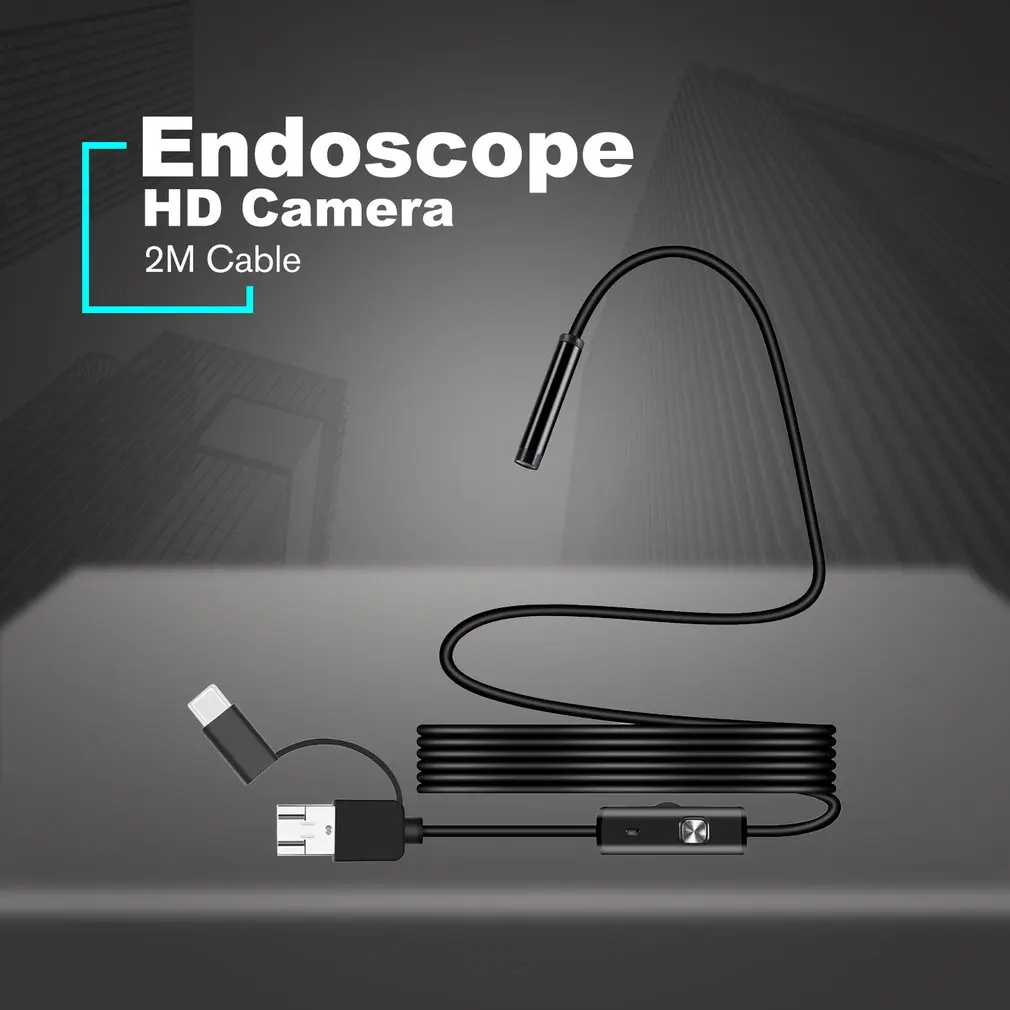 

8mm Snake Scope Endoscope Waterproof Inspection HD Camera Boroscope For Andorid Windows Mac OS 2m Flexible Cable USB 6 LED