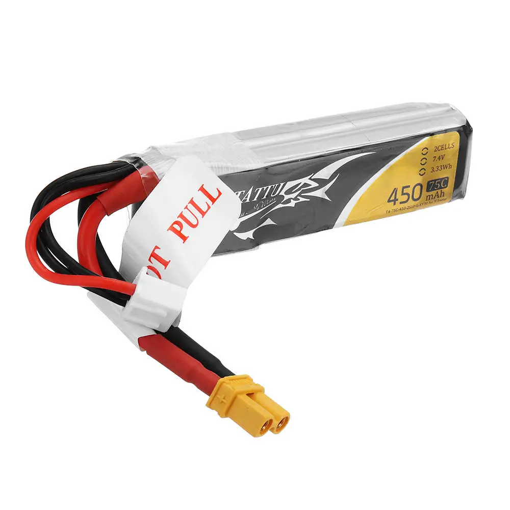 ACE Tattu 450mAh 75C 14,8 V 11,1 V 7,4 V 4S 3S 2S Lipo батарея XT30 XT60 T Разъем для RC FPV гоночный Дрон