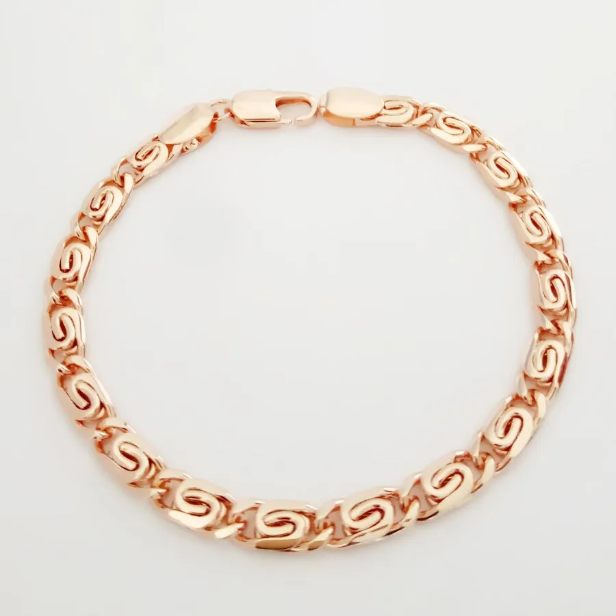 

2019 New Bracelet Trendy 585 Rose Gold Color Jewelry 5MM Thick 21CM Long Copper Wide Cuff Women Men Bracelets