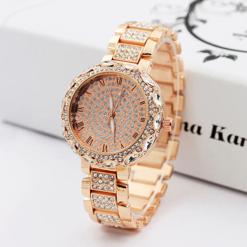 

Luxury Rhinestone Ladies Watches Bracelet Watch Stainless Steel Strap Metal Quartz Wristwatch Women Watches Clock Relogio Gift#W