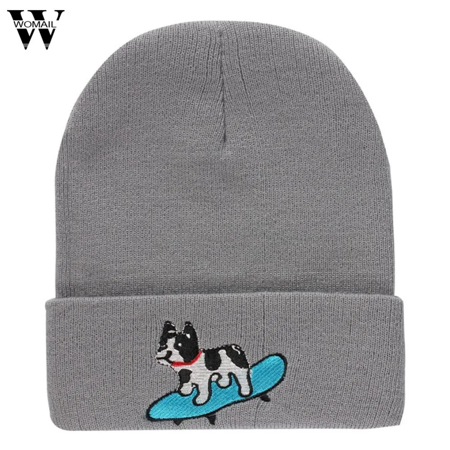 

2017 Winter Hat Women Men Dog print Pattern Knitted Hip Hop Warm Baggy Cap Hat