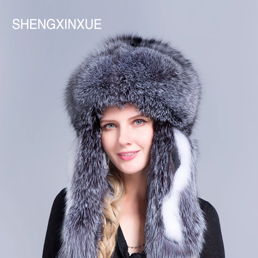 Женская шапка JIQIUZHANXUEFEI2019 из натурального Лисьего меха для девочек|Женские Skullies и