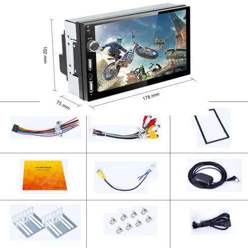 Without Camera Podofo 2 din 7 ''Android 8,1 MP5 автомобильный Радио мультимедийный плеер аудио Bluetooth wifi USB FM gps для универсального авто радио стер - Цвет: Without Camera