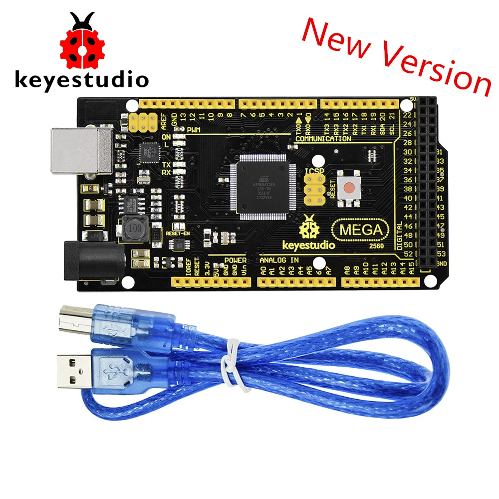 

New Keyestudio Super Mega 2560 R3 Advanced 5V 2A MP2307DN SOP-8 +USB Cable For Arduino Mega