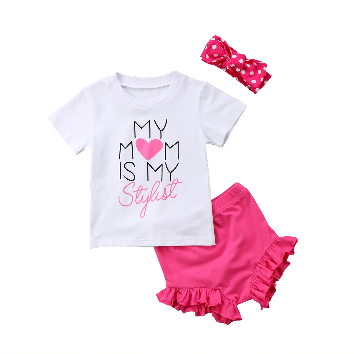 Newborn Infant Baby Girls Set Short Sleeve T shirt+Shorts+Headband