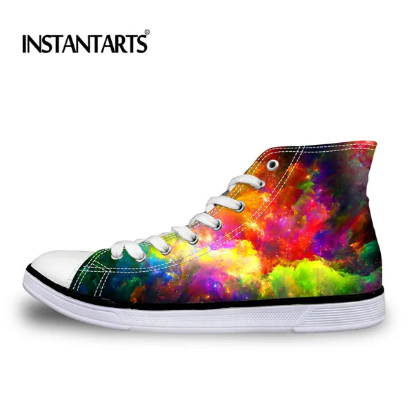 INSTANTARTS/Мужская парусиновая обувь с принтом «Вселенная планеты»; модная Вулканизированная обувь со шнуровкой и звездами; мужская повседневная обувь на плоской подошве - Цвет: C4313AK