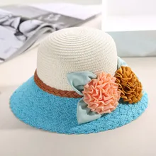 Женская Соломенная Шляпа Пляжная летняя широкополая шляпа цветок дышащая модная Солнцезащитная шляпа FH99
