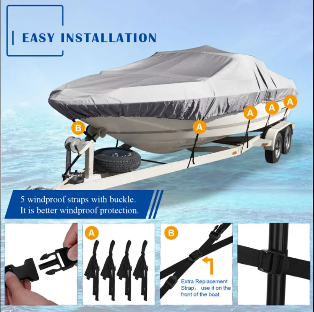 17-19 футов задняя крышка лодки с неабразивной подкладкой V-Hull Fish Ski Beam 95in крышка лодки: 640*300 см