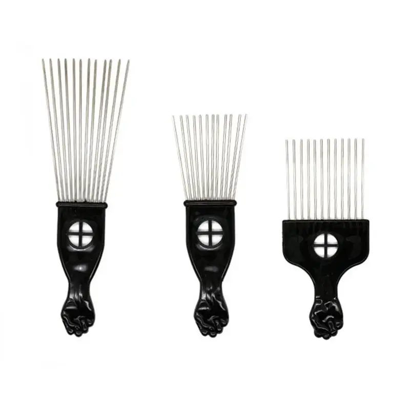 3pcs Metal Pick Combs Hair Styling Solid Pick Hair Brush Hair Styling
