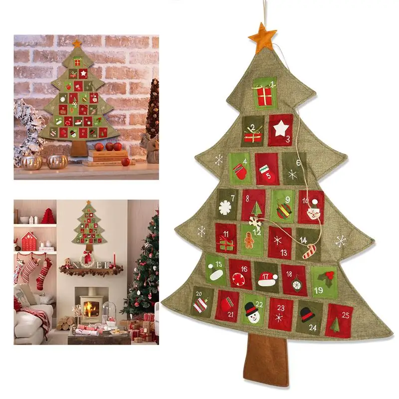 

1pc Hanging Christmas Advent Calendar Countdown To Christmas Tree Calendar Hotel Lobby Family Pendant A3