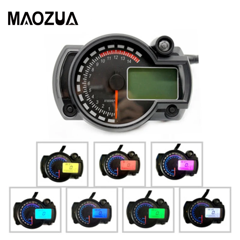 

Maozua Colorful Display Motorcycle LCD Digital Speedometer Motor LCD Gauge Speedometer Tachometer Odometer Instrument