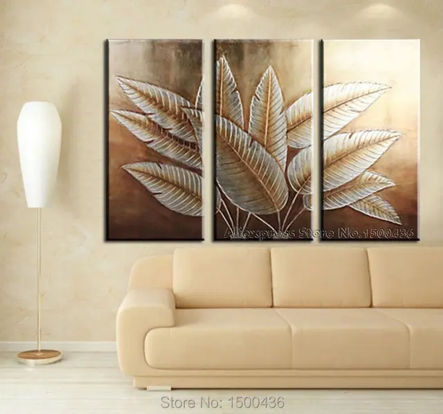 Us 50 0 Hand Painted Abstract Canvas Art Tree Leaves 3 Piece Paintings Wall Decor Pictures Modern Oil Set In Painting Calligraphy From Home Hand Painted Abstract Canvas Art Tree Leaves 3 Piece Paintings Wall Decor Pictures Modern Oil Set