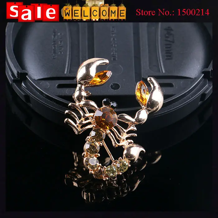 Europe Statement Punk Rock Evil Animal Lizard Brooch Rhinestone Crystal 18k Gold Plated Brooches With ImitationDiamond for Men