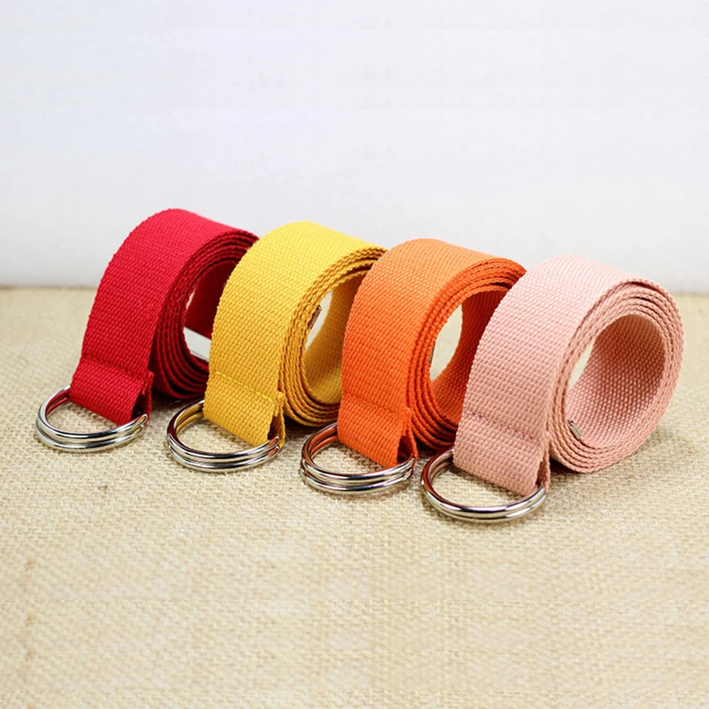 Best Unisex Canvas Belt D Shaped Double Ring Buckle Waist Belt Fashion