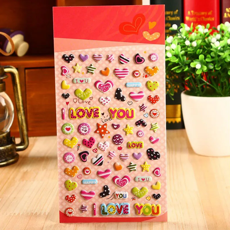 

1Sheet LOVE love love stars cute three-dimensional bubble stickers color