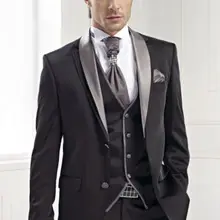 Мужчины slim fit костюмы Черный Господа Смокинги Лучший Мужчина Костюмы Новая Мода Жених Свадебные Костюмы