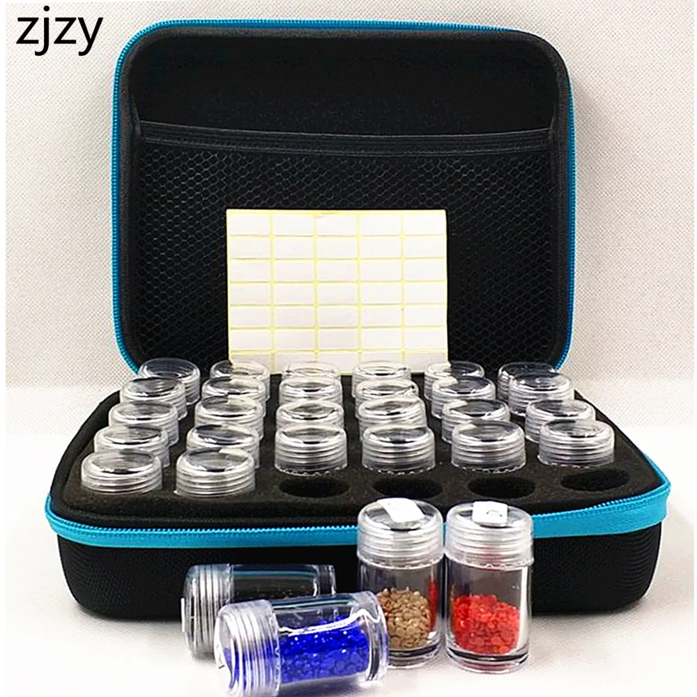 

5 Colors Diamond Painting Accessories Bead Storage Bottle Diamond Embroidery Multi-function Tools Kits 30 Slots Handbag