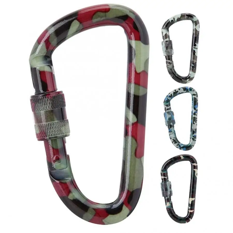 

7.7*4.2cm Multi Tool Carabiner Aluminium Alloy Camouflage D Shape Carabiner Outdoor Mountaineering Camping Buckle Survive Tools