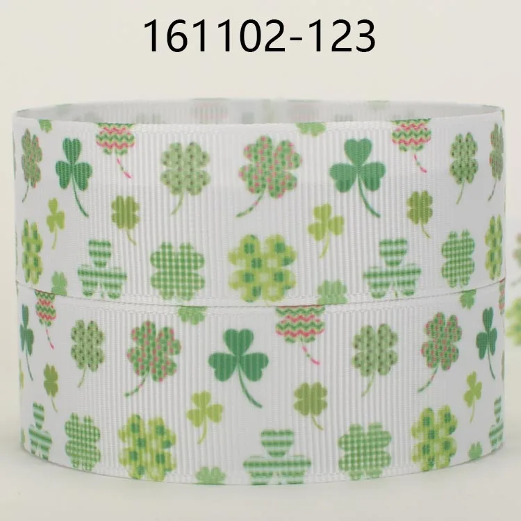 

NEW sales 50 yards green Clover ribbon pattern printed grosgrain ribbon free shipping