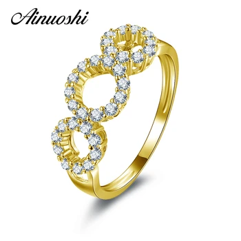 

AINUOSHI 14K Solid Yellow Gold Halo Ring Hollow Circles Sona Simulated Diamond Wedding Anniversary Birthday Party Ring for Women
