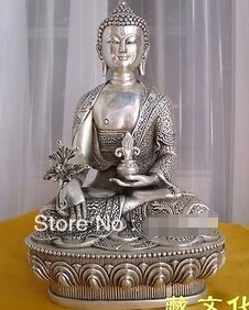 

free shipping 8" Nepal Tibetan Buddhist bronze Healing Medicine buddha statue