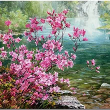 Цветок на заказ Мандала алмазная живопись полный квадрат/Круглый Водопад пейзаж Стразы Единорог картины Алмазная Вышивка Роза