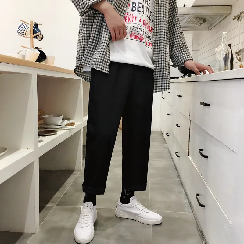 Fashion Casual Men's Harem Pants Spring And Autumn New M-2XL Solid Color Loose Trousers Black Khaki Personality Youth Popular