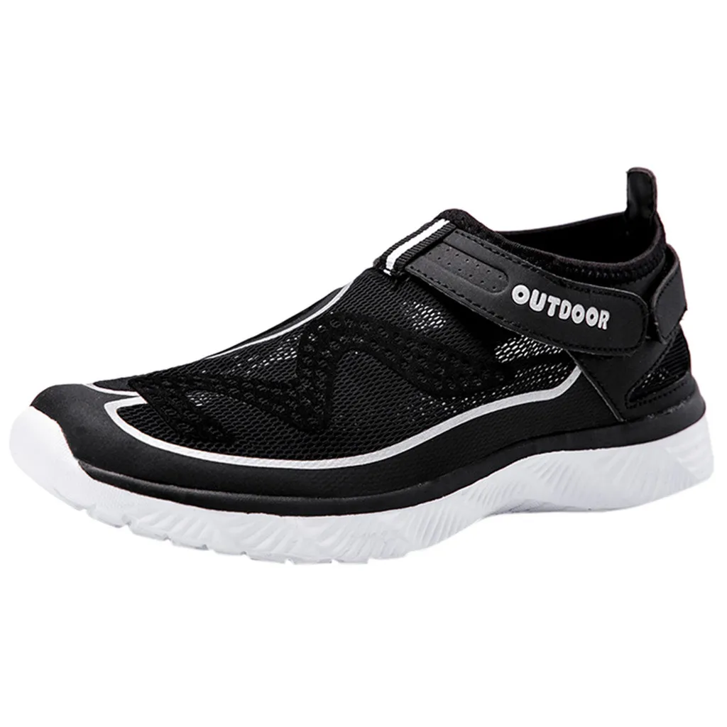 

Men Damping Non-Slip Leisure platform shoes Hollow Hook Loop Ultra-light Shoes Breathable Air Mesh Outdoor Sports male Shoes