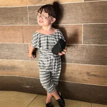 Одежда для купания для маленьких девочек, хлопковый комбинезон в полоску с оборками для маленьких мальчиков, комбинезон одежды снаряжение, летняя одежда, F425