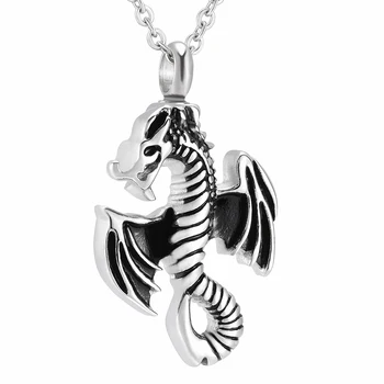 

IJD8723 Trendy Flying Dragon Cremation Pendant Keepsake Memorial Urn Necklace for Ashes Funeral Jewelry&Free Fill Kits