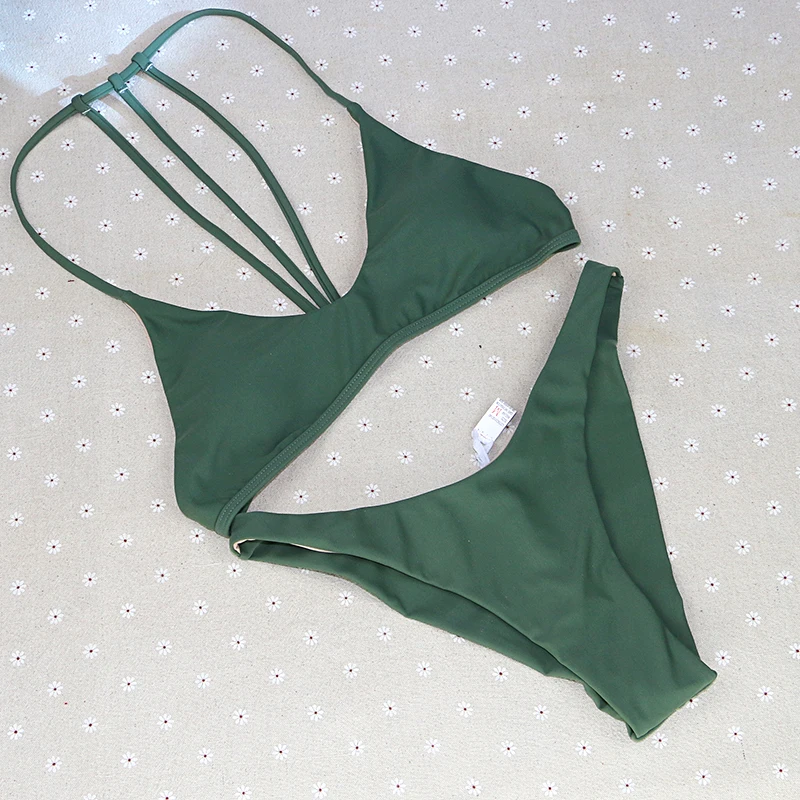 

sexy vintage halter green deep v triangle on sale wire free brand girl bikinis set low waist 2019 women x27s swimsuit swimwear
