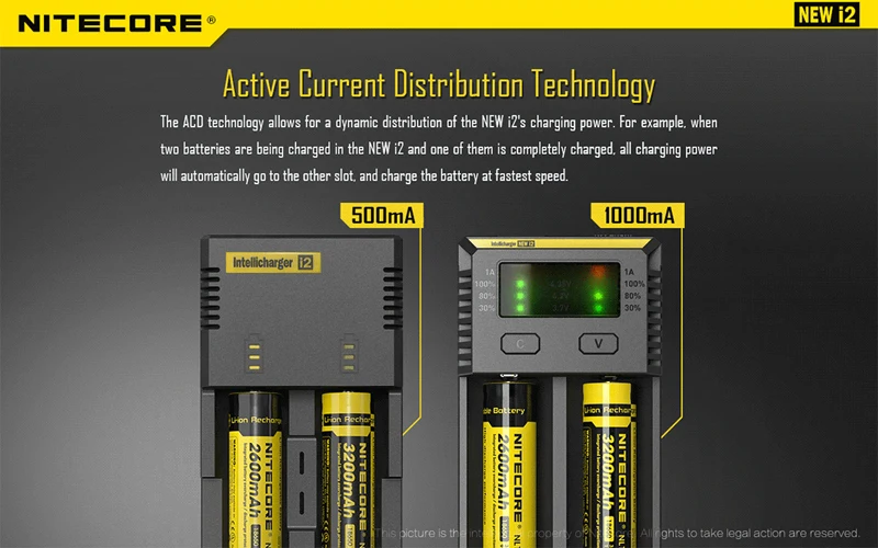 Новая версия Nitecore i2 автоматический умный совместимый универсальный аккумулятор 18650 зарядное устройство AA для портативного освещения