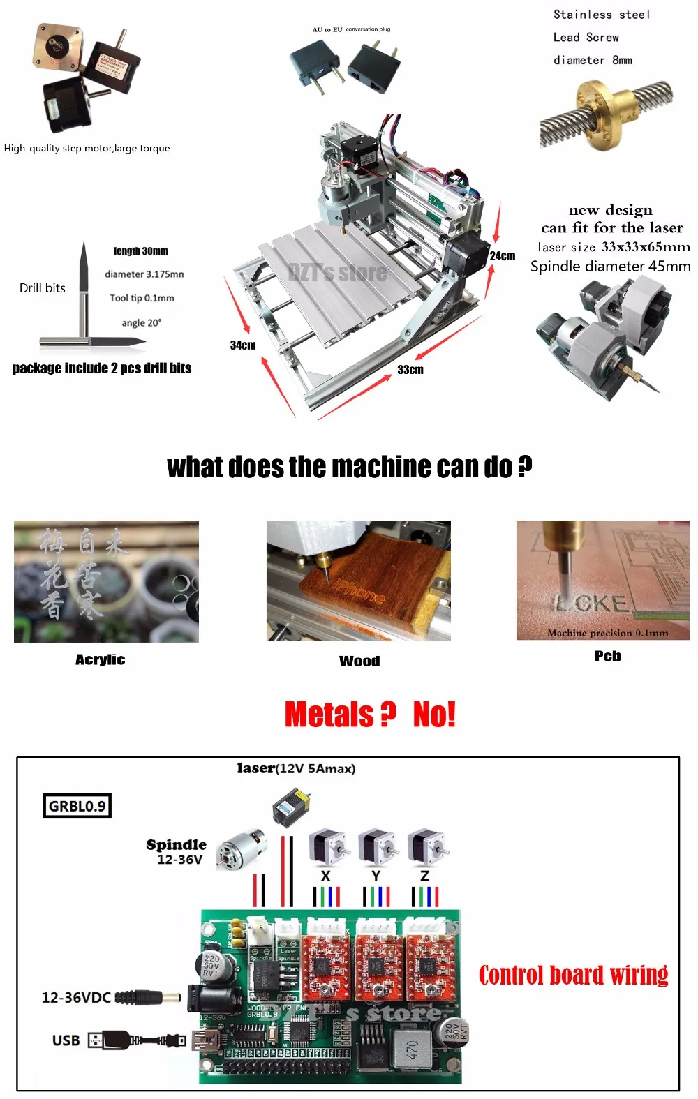 CNC 2418+ 2500 МВт лазерный GRBL контроль Diy высокомощный лазерный гравировальный станок с ЧПУ, 3 оси pcb фрезерный станок, деревянный маршрутизатор+ 2,5 Вт лазер